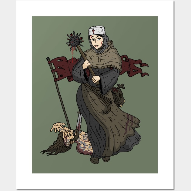 powerful women, dark medieval nun. Wall Art by JJadx